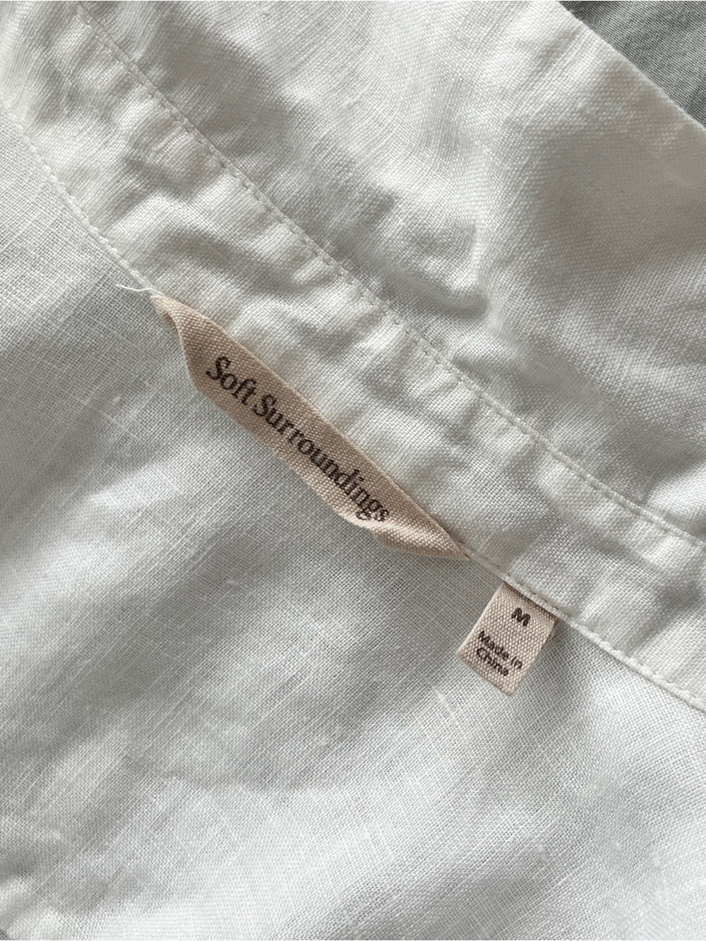 Soft Surroundings White Cotton Linen Button-Front Big Shirt (M) - Picture 7 of 11